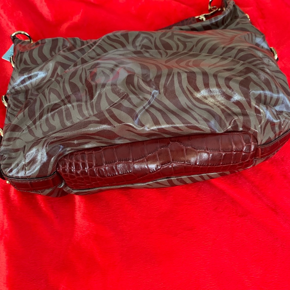 Antonio Melani Wine Red Zebra Print Handbag NWT - Picture 2 of 9
